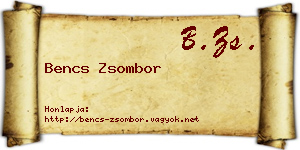 Bencs Zsombor névjegykártya
